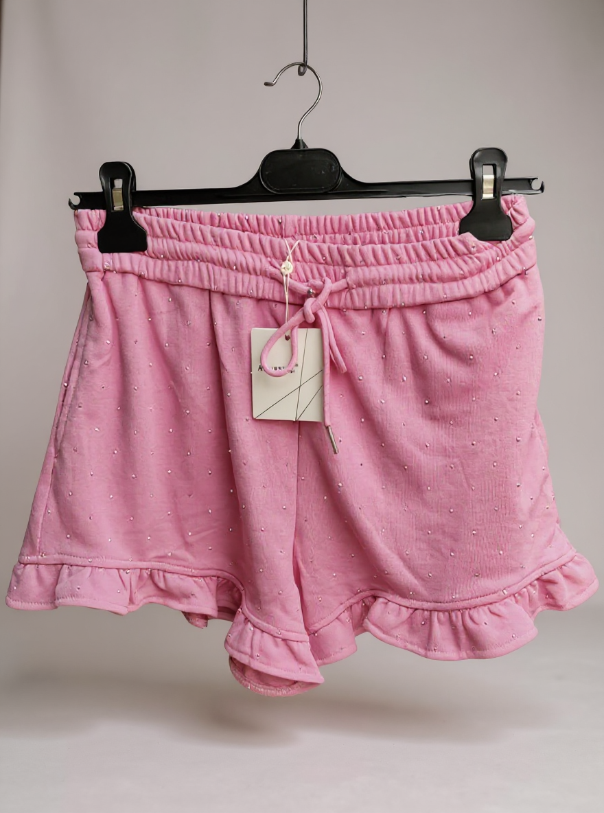Short Dames met roesel en studds roze one size 38/40