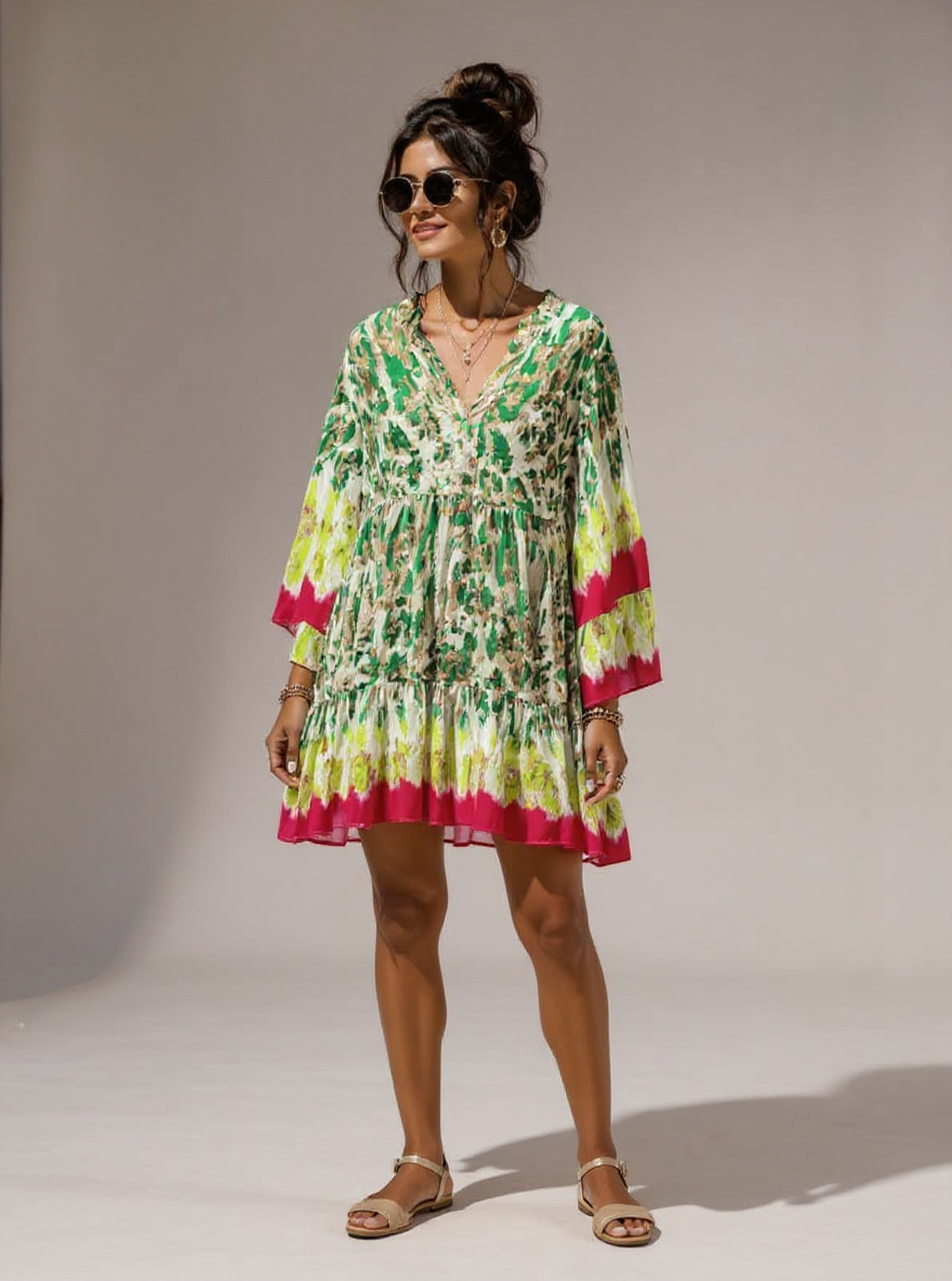 Boho ibiza fleurige tuniek one size passend tot 38