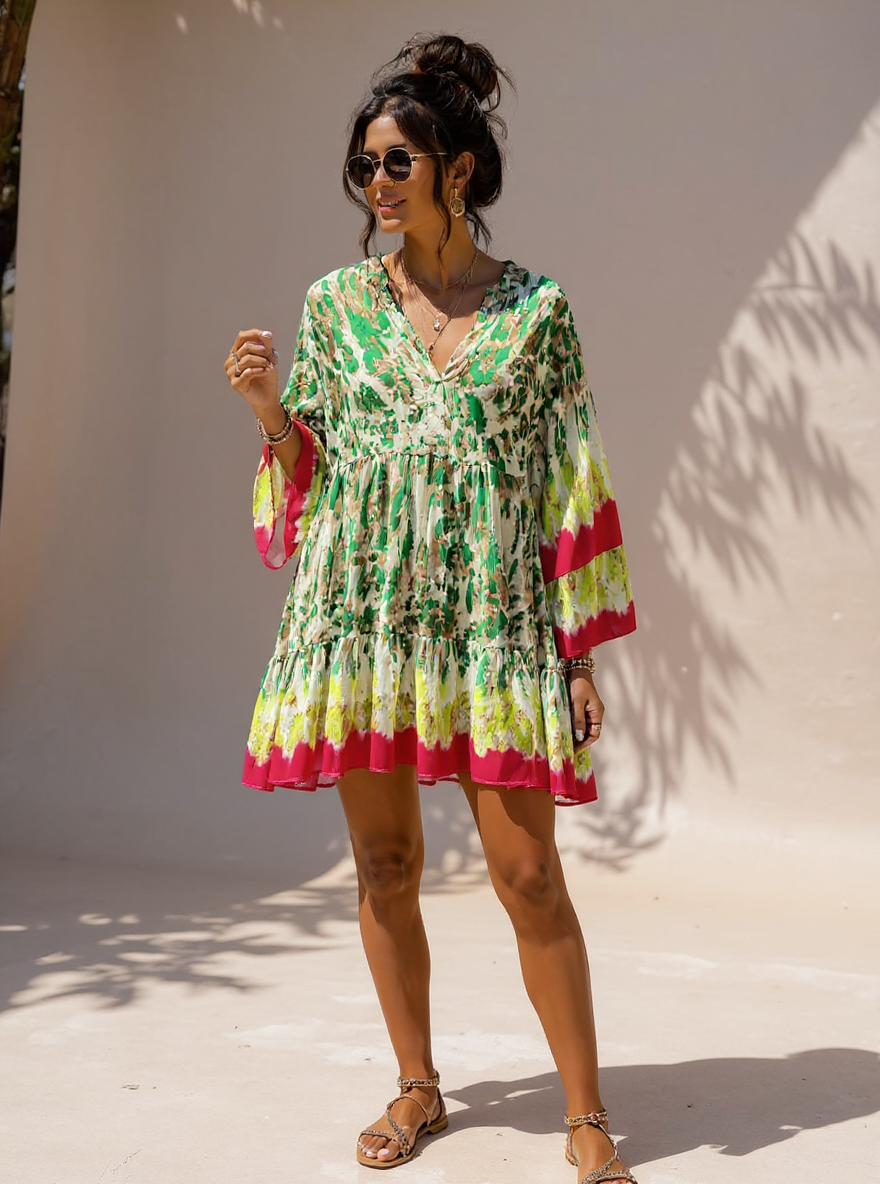Boho ibiza fleurige tuniek one size passend tot 38