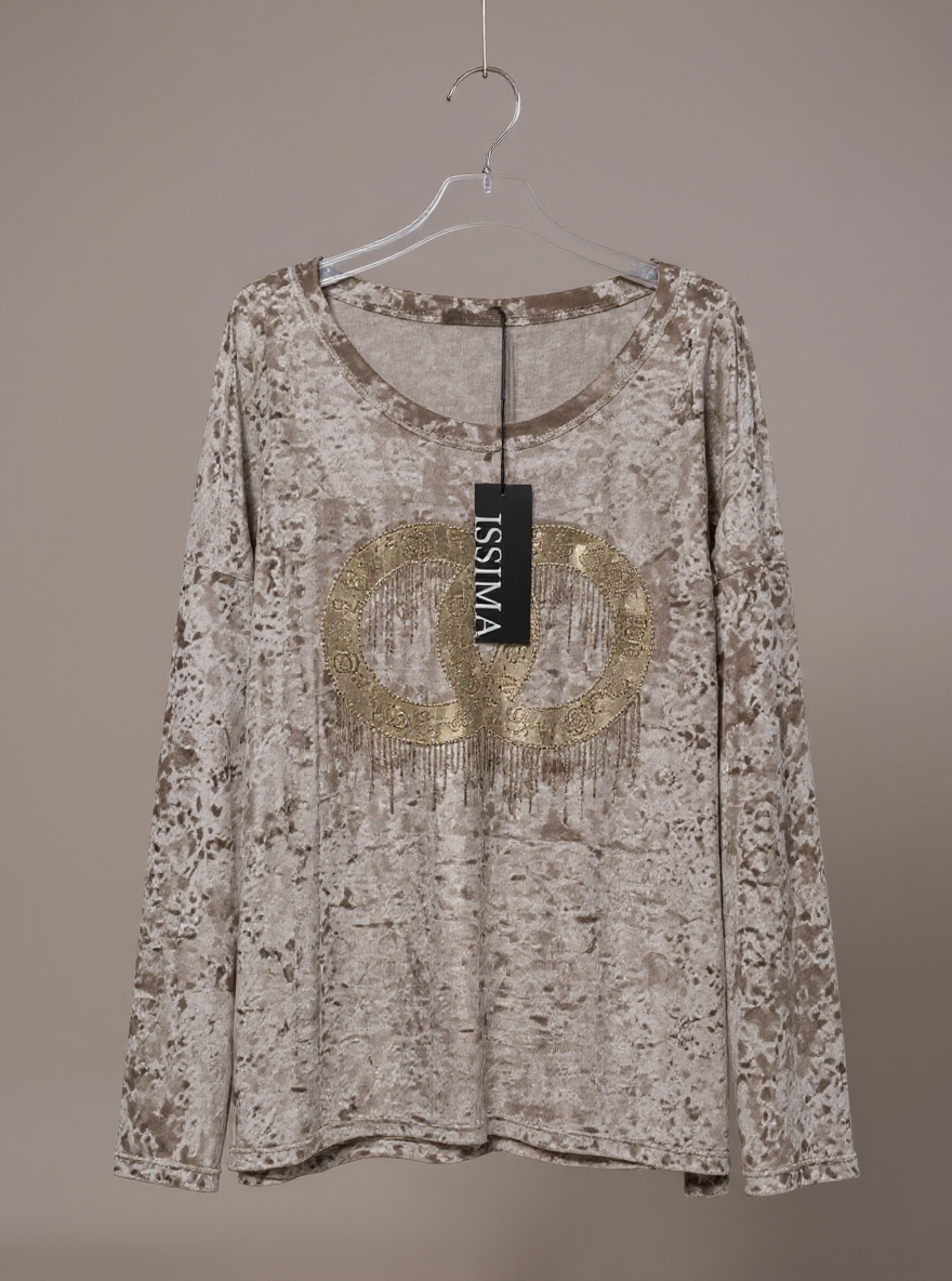 Longsleeve Shimmer met strass, One size (Tot 44/46)