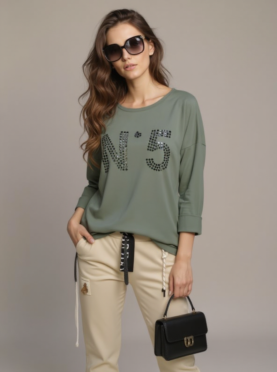 Longsleeve Legergroen Studds N.5 one size passend tot maat 46