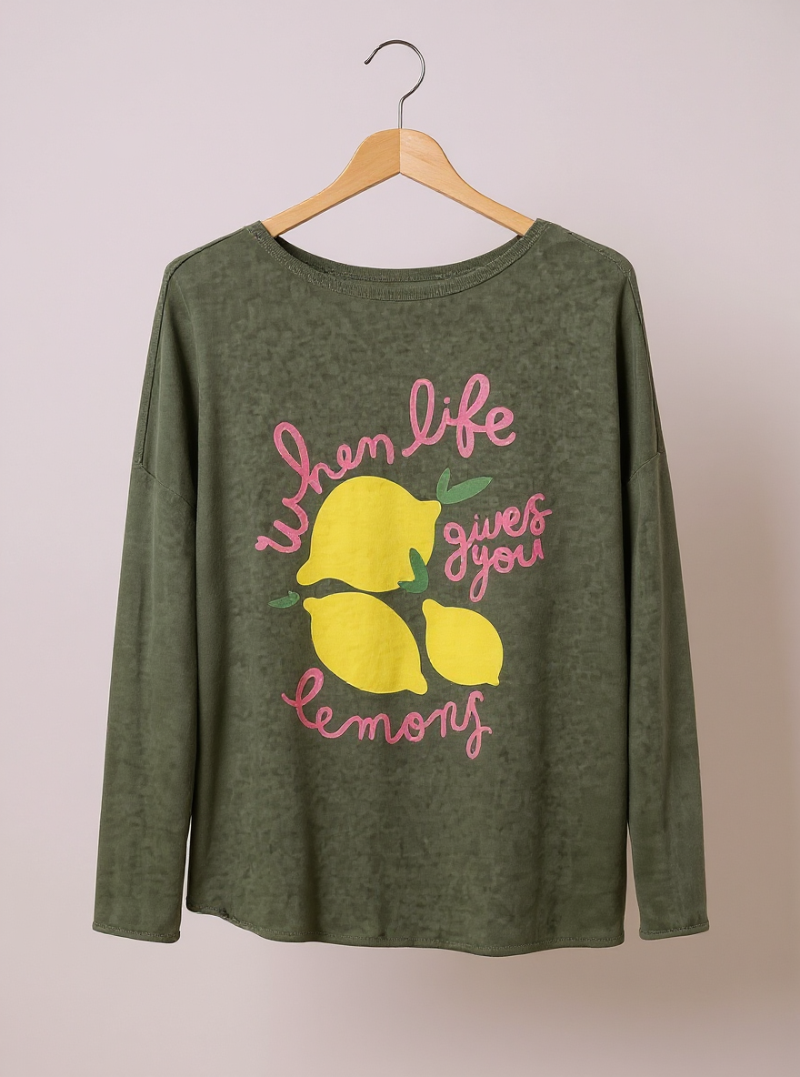 Lemon Legergroen truitje one size, draagbaar tot maat 38/40