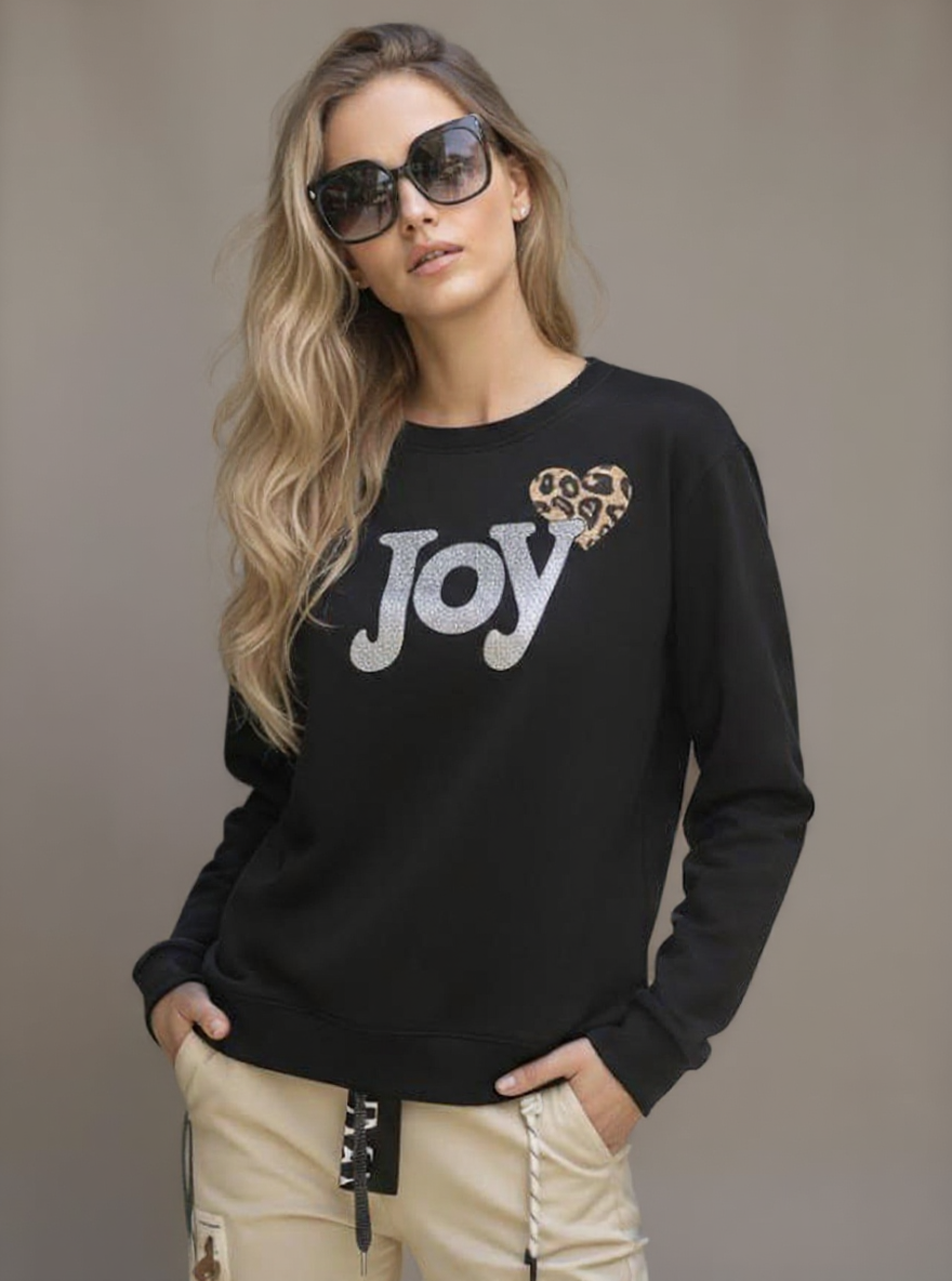 Shirt "Joy Glam" met leopard hart