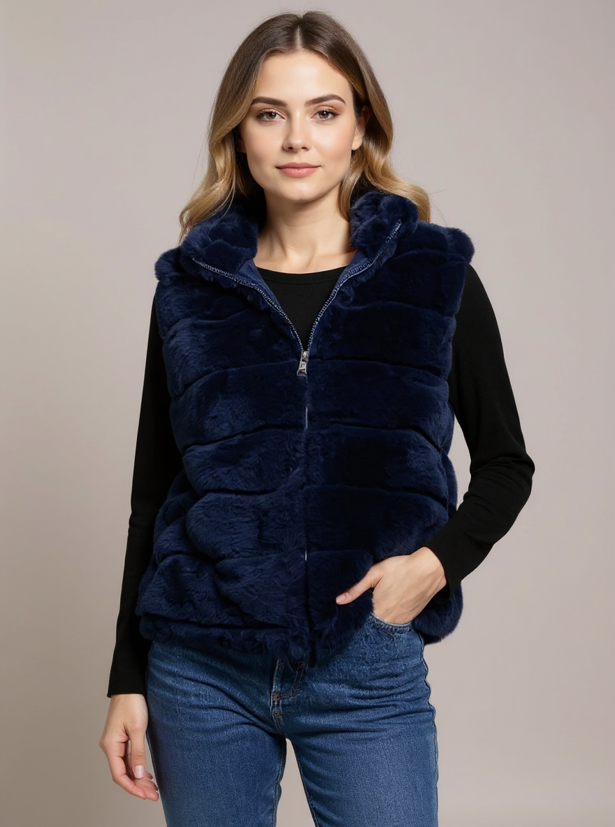 Fluffy Body warmer Navi Blue