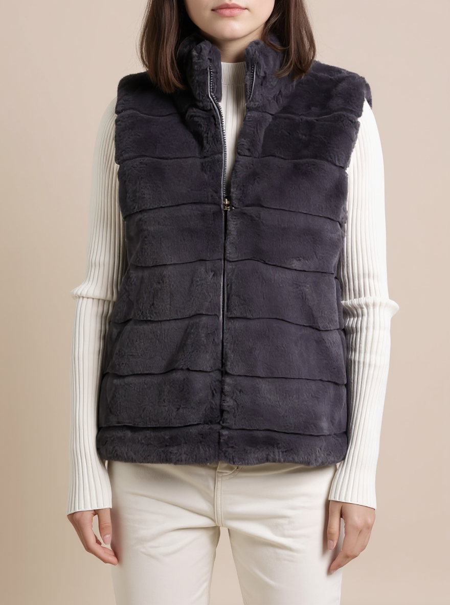 Fluffy Body warmer Antraciet grijs