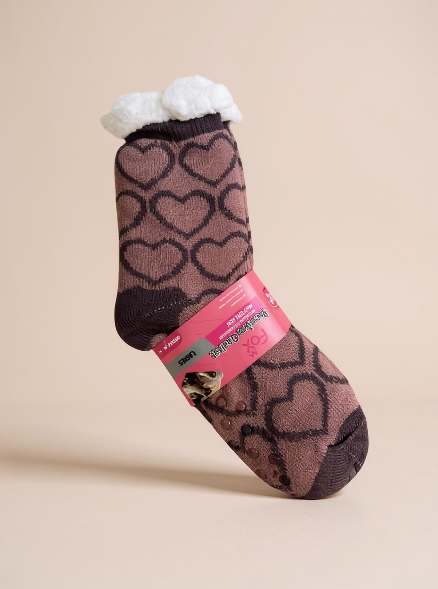 Heerlijk warme Slofsok Heart met anti-slip