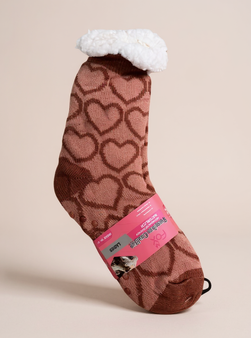 Heerlijk warme Slofsok Heart met anti-slip