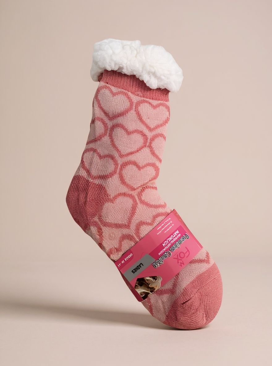 Heerlijk warme Slofsok Heart met anti-slip