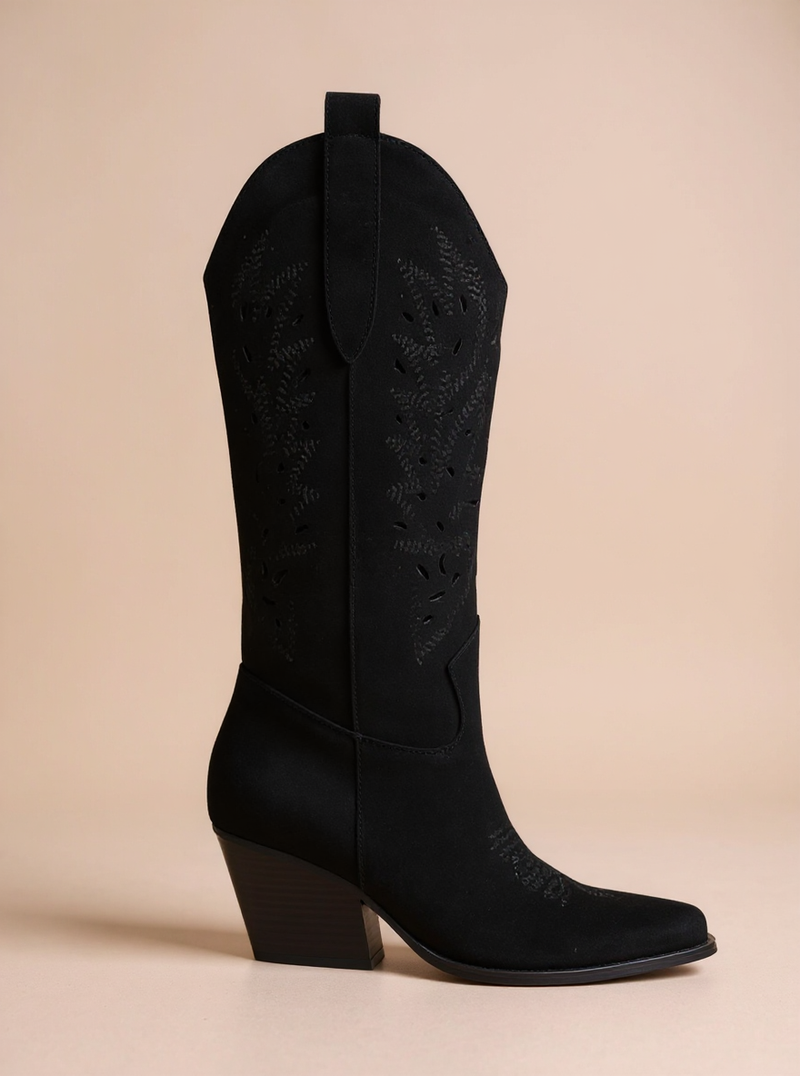 Stoere suèdine cowboylaarzen zwart