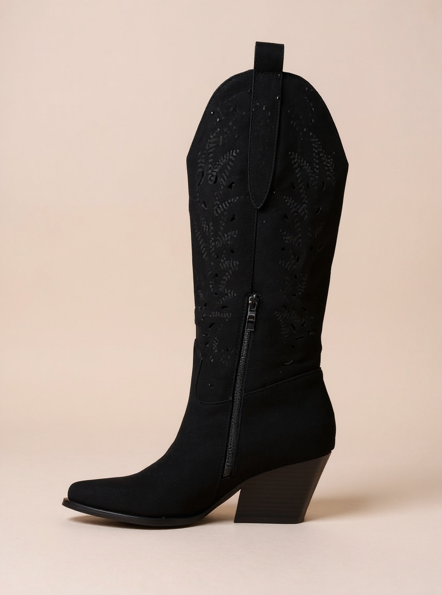 Stoere suèdine cowboylaarzen zwart