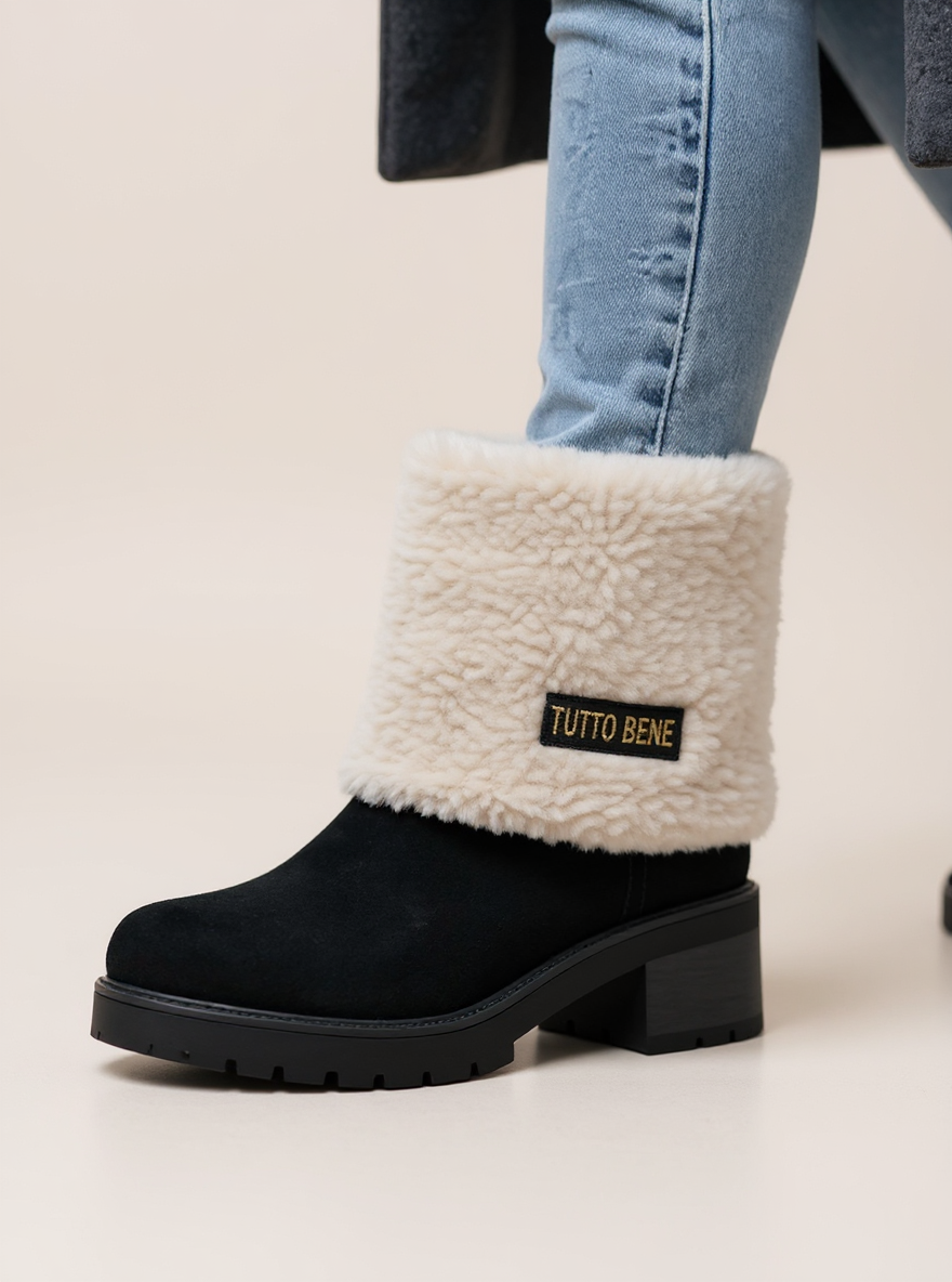 Tuto Bene Teddy omslag Boot Laars Zwart 2 looks in 1 laars