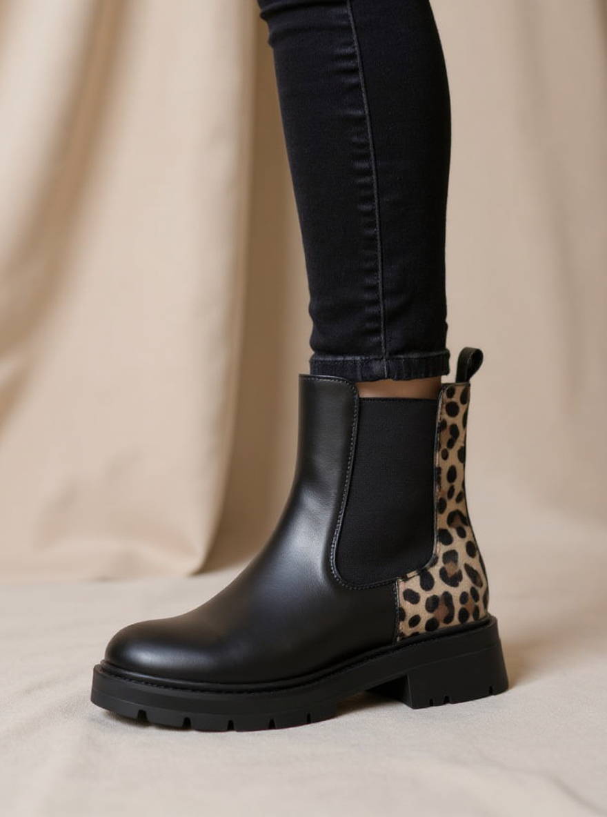 Luipaardprint Chelsea-Boots