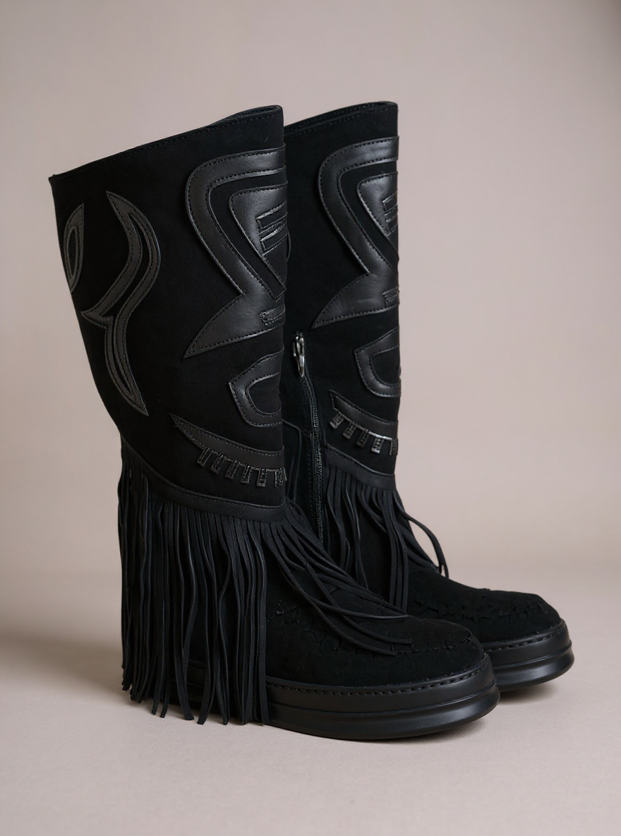 Suedine Boho Fringie Boots