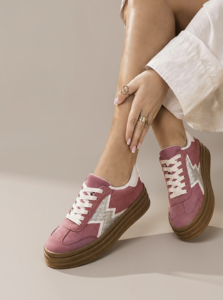 Trendy Roze Sneaker Bliksemschicht