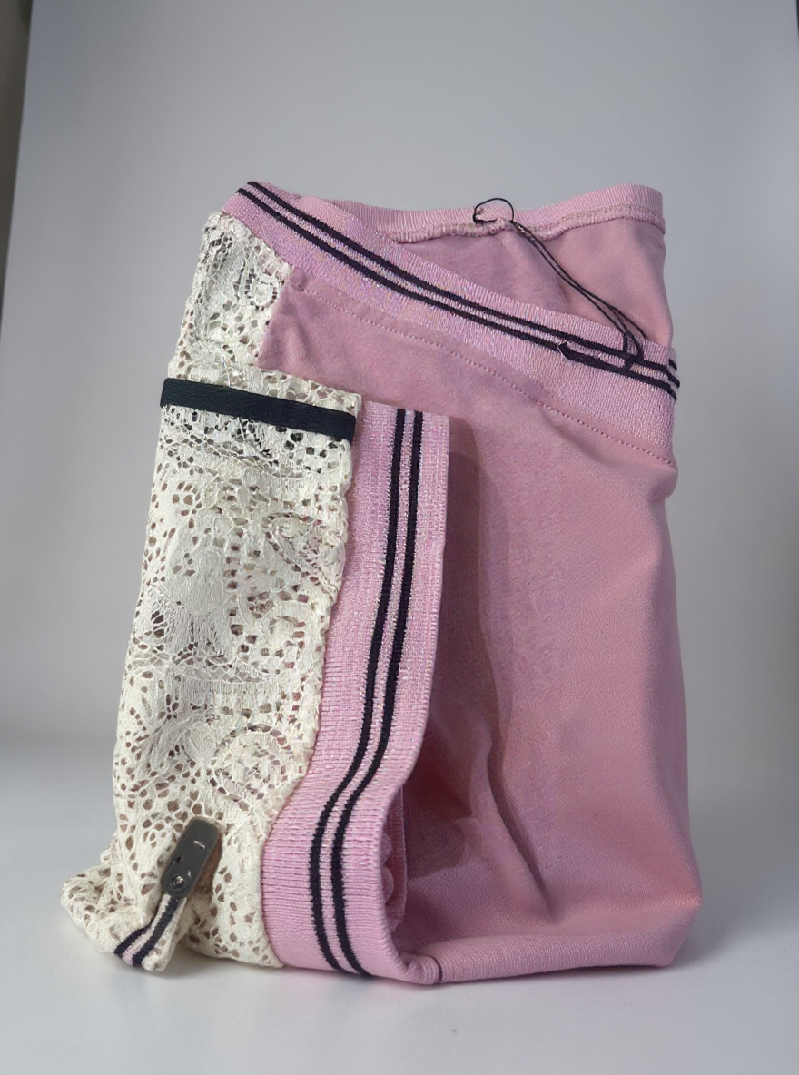 T-shirt met kanten mouwen roze, Onesize Passend tot mt 42