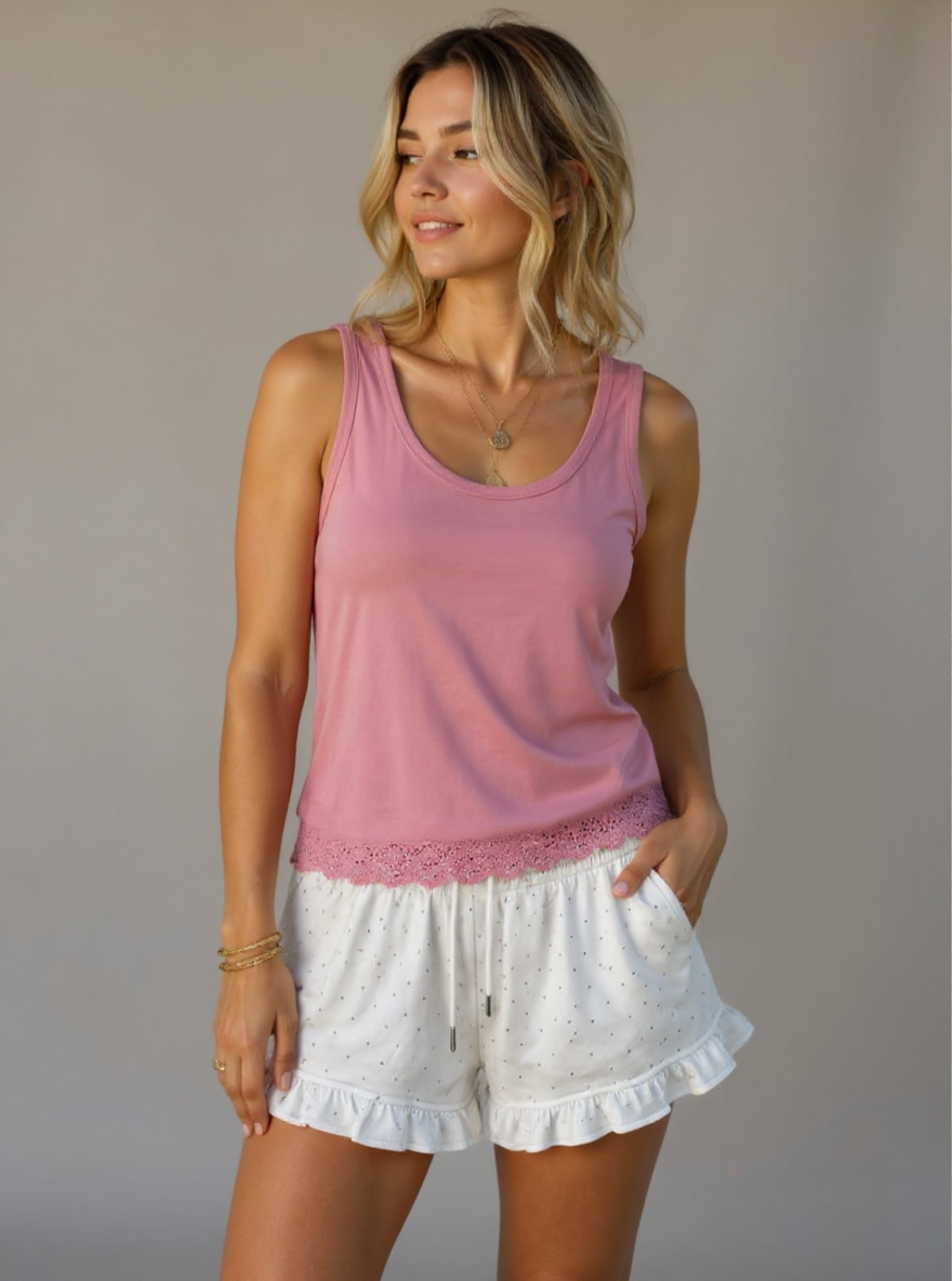 Short Dames met roesel en studds wit one size 38/40