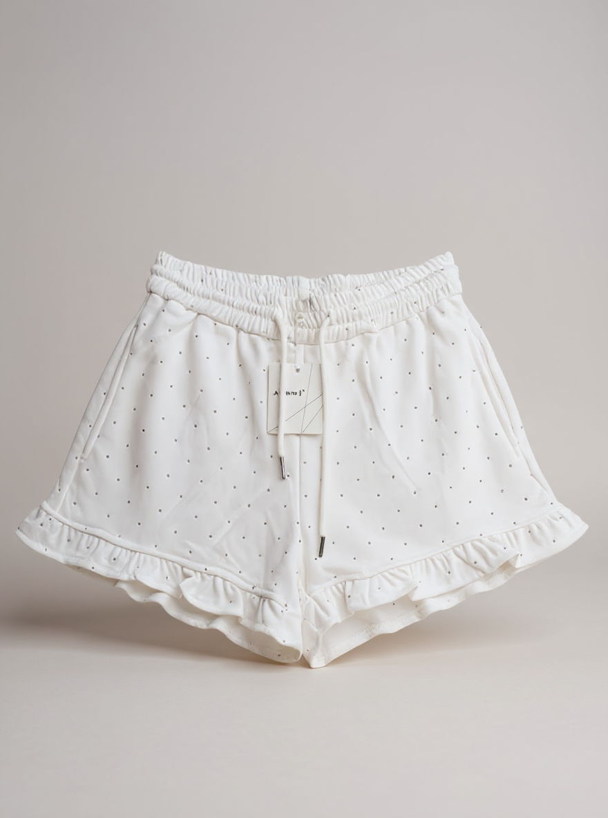 Short Dames met roesel en studds wit one size 38/40