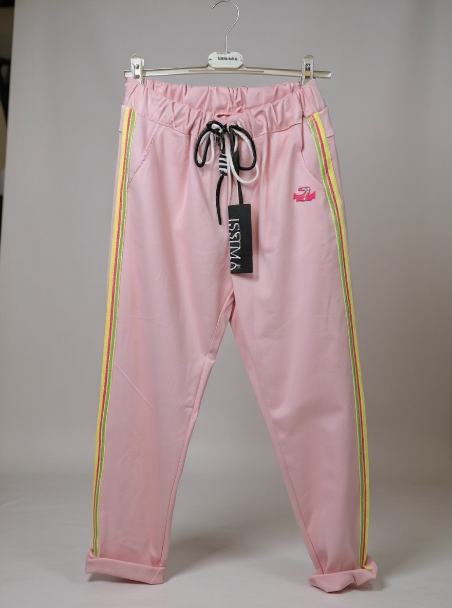 Zacht roze 2 delige Jog set met Neon bies