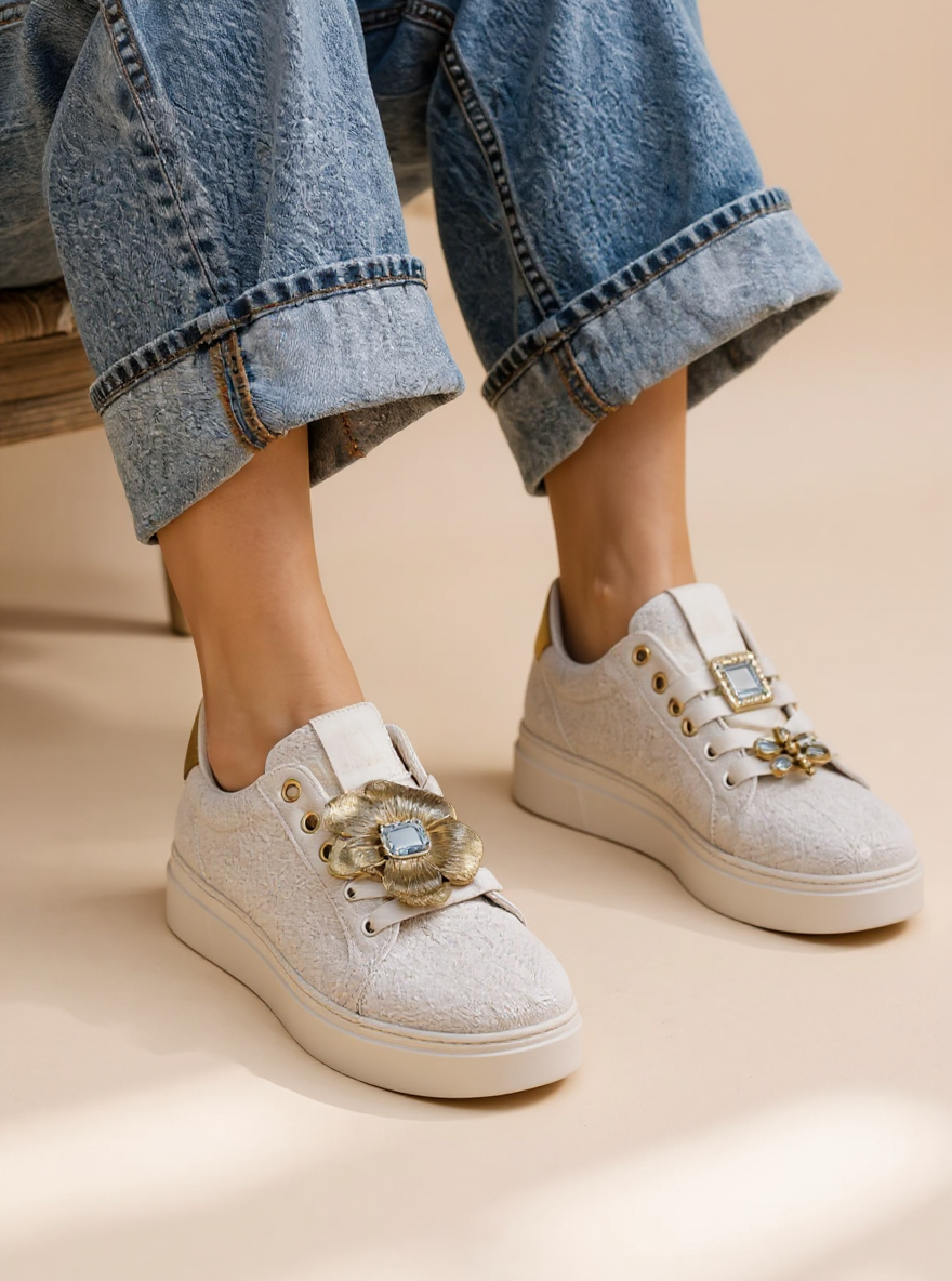 Embleem Sneakers Beige Rose