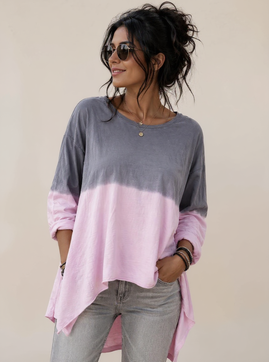 Trendy Oversized Ombre Shirt, one size past tot maat 46