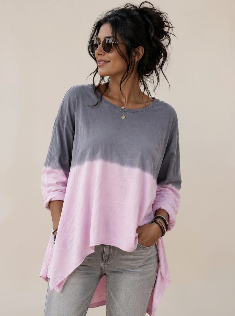 Trendy Oversized Ombre Shirt, one size past tot maat 46