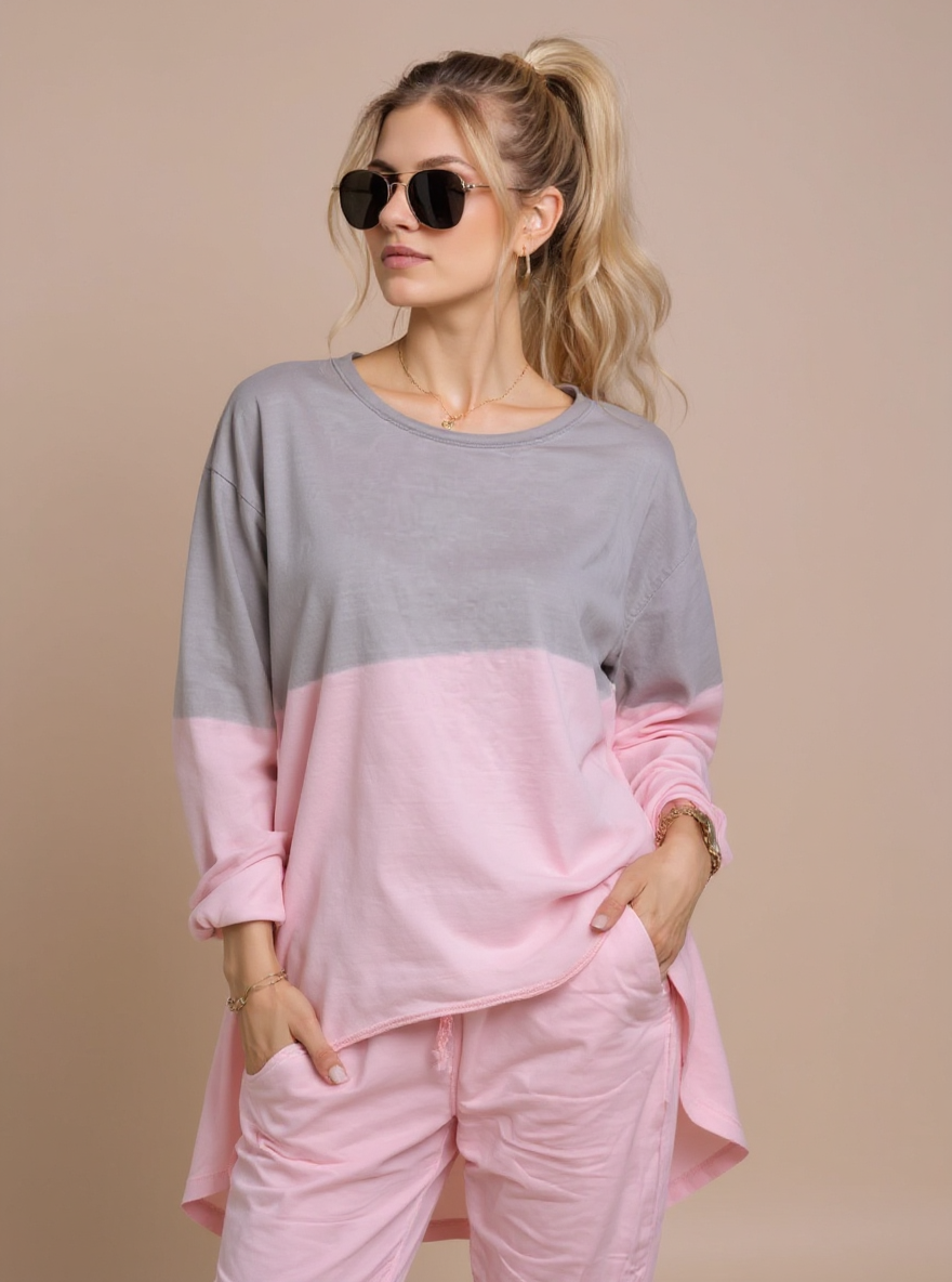 Trendy Oversized Ombre Shirt, one size past tot maat 46