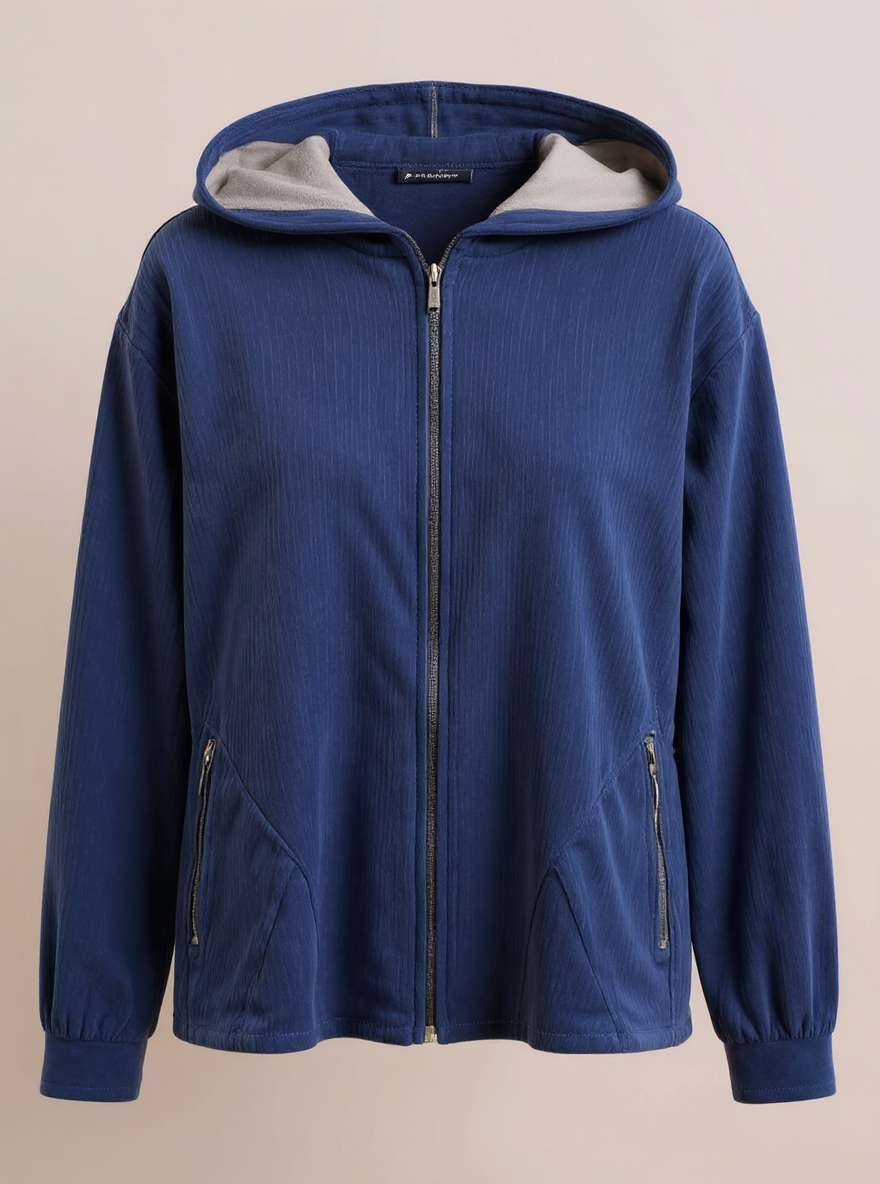 Oversizede Blauwe fluweel Clarice lange Jas