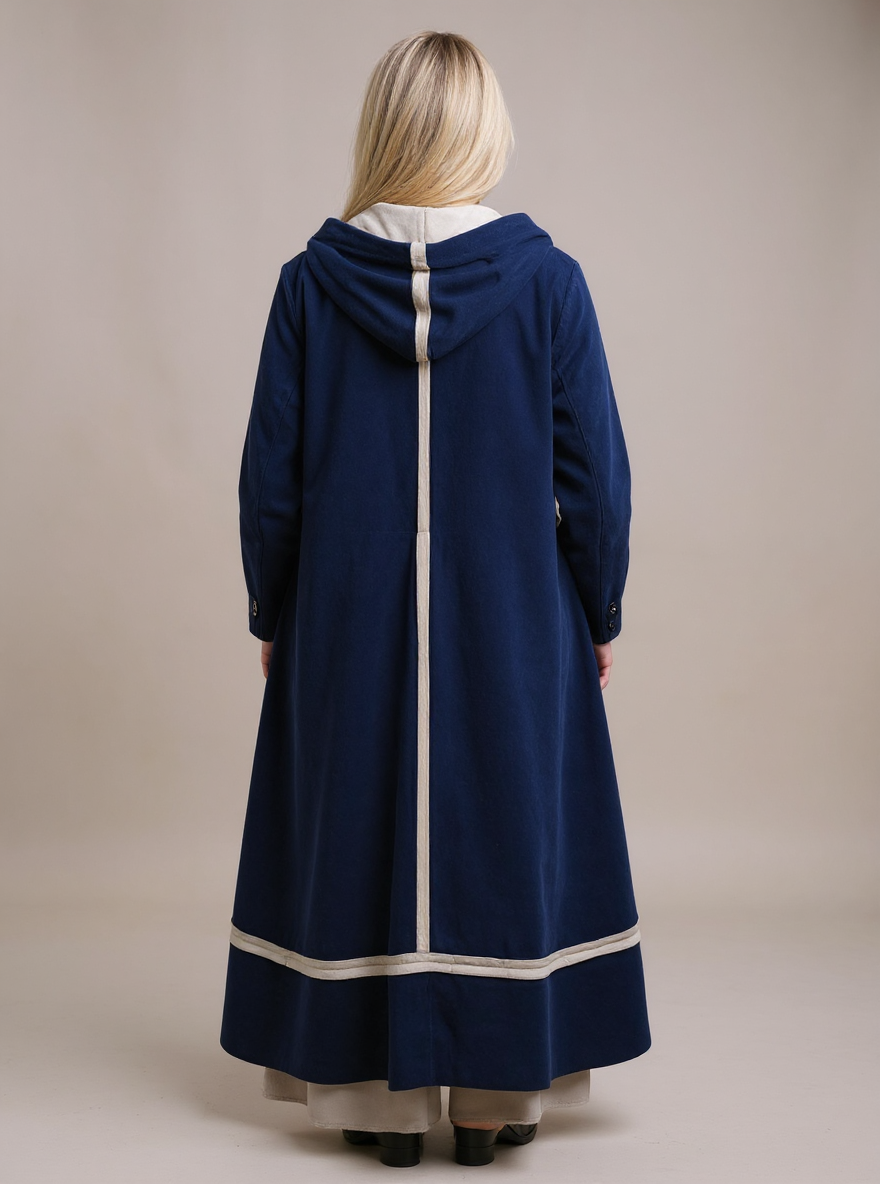 Oversizede Blauwe fluweel Clarice lange Jas