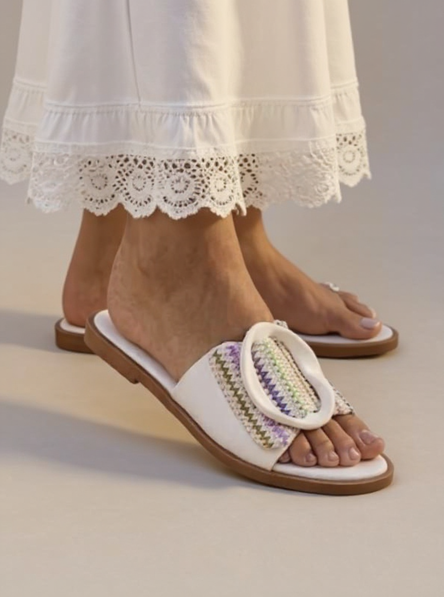 Boho Slippers Flat white