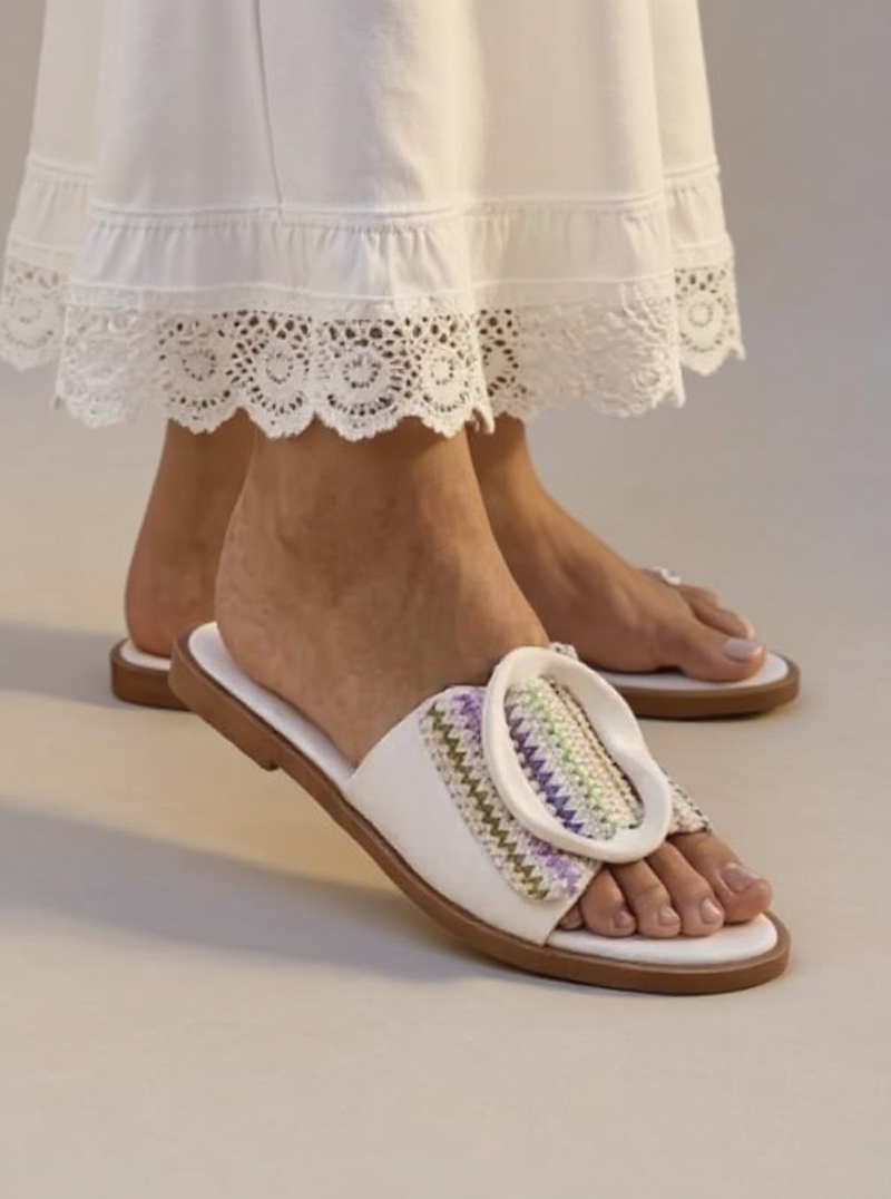Boho Slippers Flat white