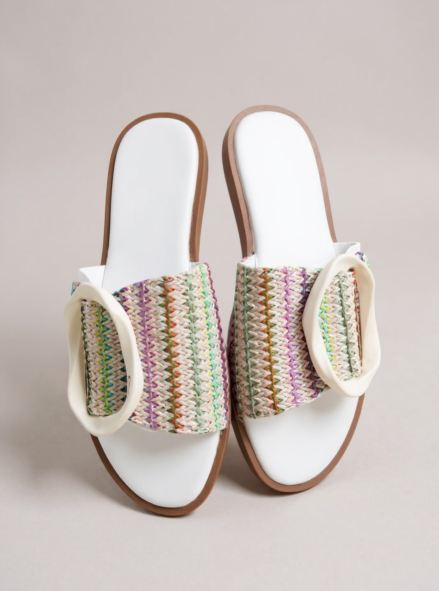 Boho Slippers Flat white
