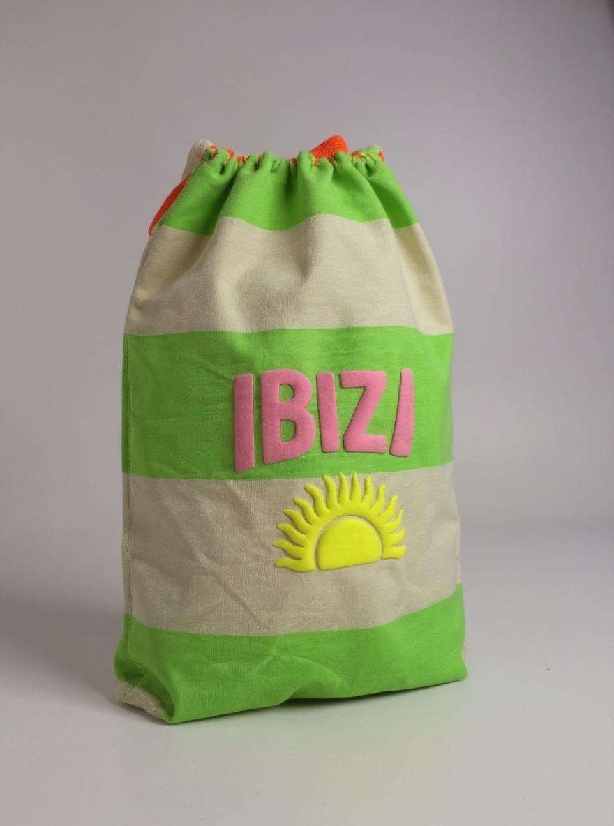 Tshirt Neon Groen met zacht geel gestreept IBIZA os (Past tot mt 44)