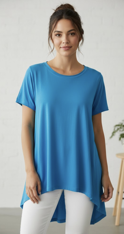 Kobalt T'shirt langer model met naad op rugpand one size 44/46