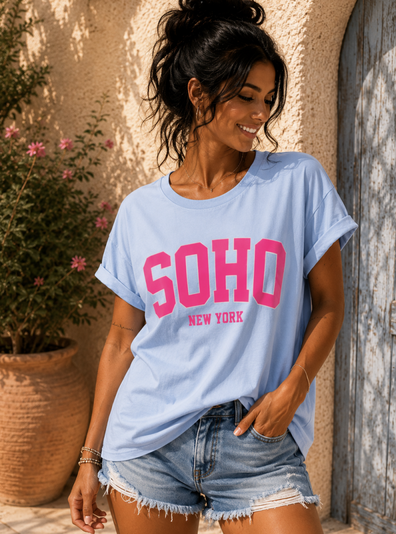 SOHO Tshirt Blauw One size past tot maat XXL (Tot 44)