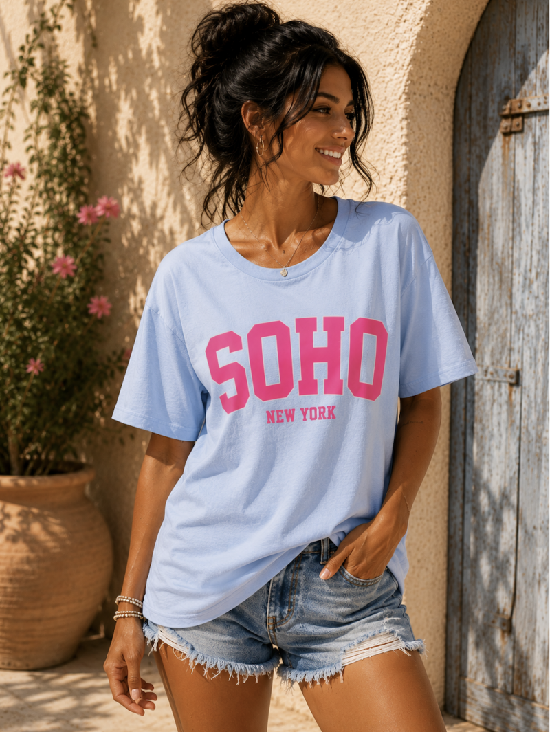 SOHO Tshirt Blauw One size past tot maat XXL (Tot 44)